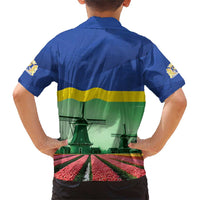 Netherlands Flevoland Province Family Matching Short Sleeve Bodycon Dress and Hawaiian Shirt Flag Style