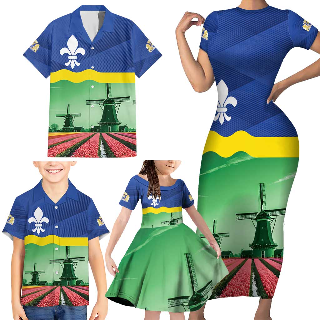 Netherlands Flevoland Province Family Matching Short Sleeve Bodycon Dress and Hawaiian Shirt Flag Style