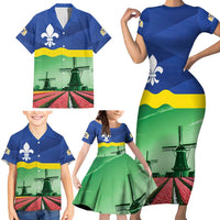 Netherlands Flevoland Province Family Matching Short Sleeve Bodycon Dress and Hawaiian Shirt Flag Style