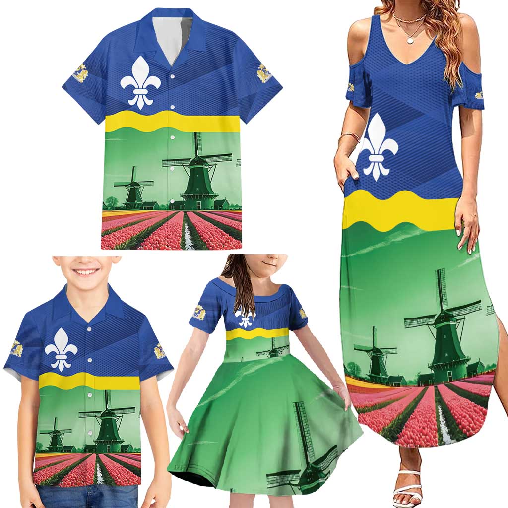 Netherlands Flevoland Province Family Matching Summer Maxi Dress and Hawaiian Shirt Flag Style