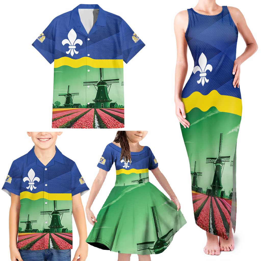 Netherlands Flevoland Province Family Matching Tank Maxi Dress and Hawaiian Shirt Flag Style