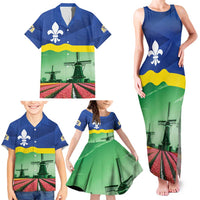 Netherlands Flevoland Province Family Matching Tank Maxi Dress and Hawaiian Shirt Flag Style
