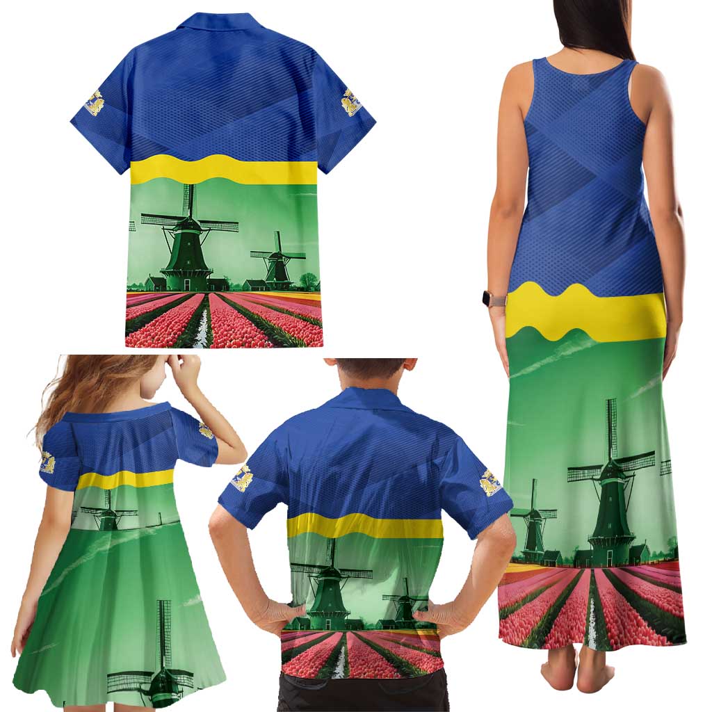 Netherlands Flevoland Province Family Matching Tank Maxi Dress and Hawaiian Shirt Flag Style