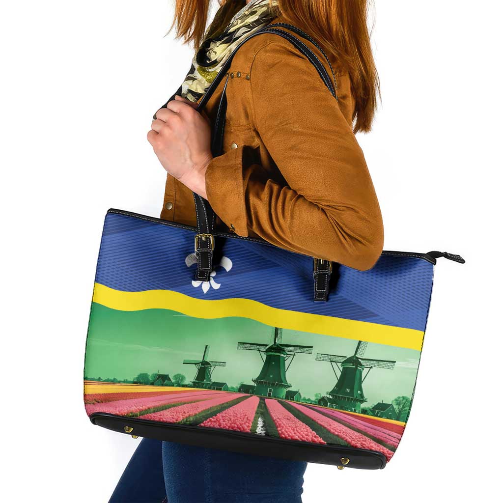 Netherlands Flevoland Province Leather Tote Bag Flag Style