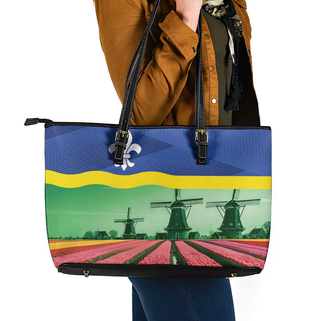 Netherlands Flevoland Province Leather Tote Bag Flag Style