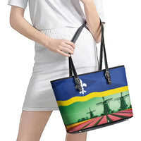 Netherlands Flevoland Province Leather Tote Bag Flag Style