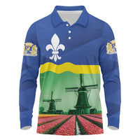 Netherlands Flevoland Province Long Sleeve Polo Shirt Flag Style