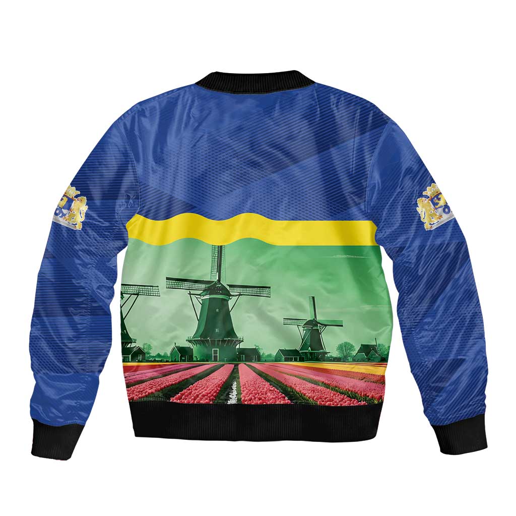 Netherlands Flevoland Province Sleeve Zip Bomber Jacket Flag Style