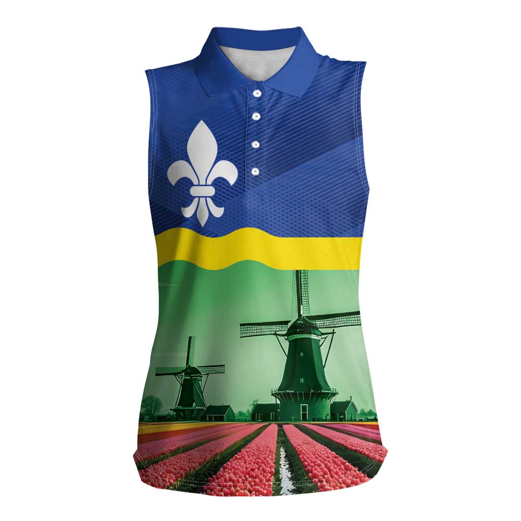 Netherlands Flevoland Province Women Sleeveless Polo Shirt Flag Style