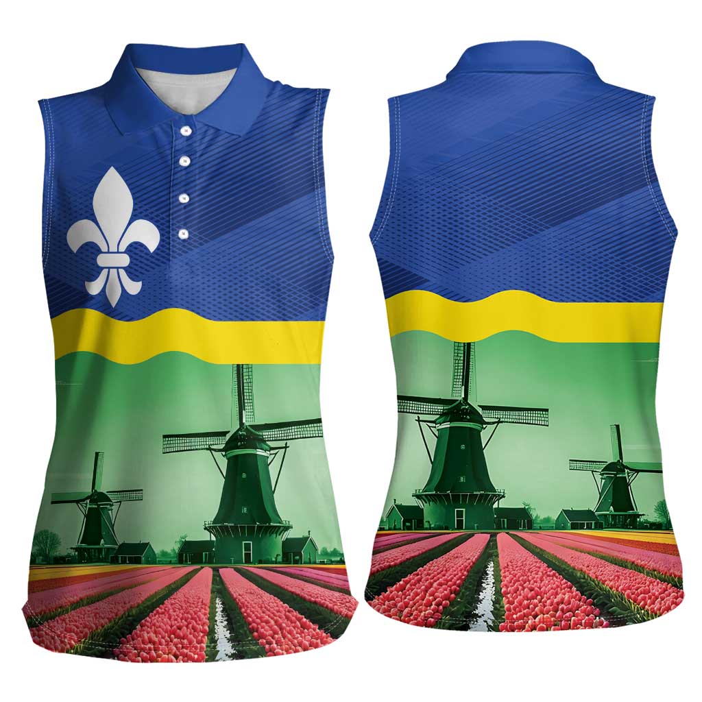 Netherlands Flevoland Province Women Sleeveless Polo Shirt Flag Style