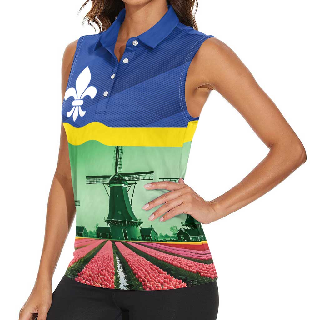 Netherlands Flevoland Province Women Sleeveless Polo Shirt Flag Style