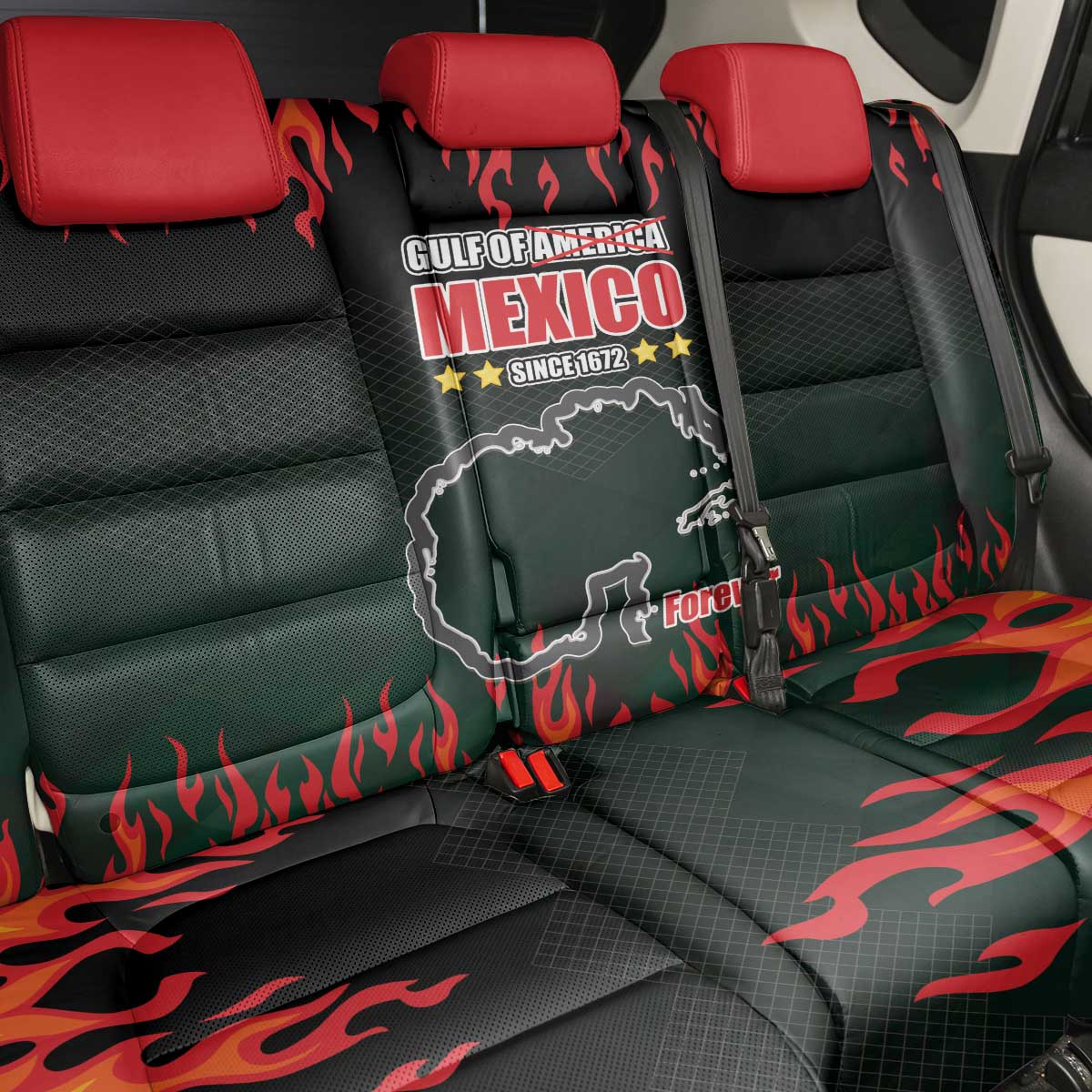 Gulf Of Mexico Since 1672 Back Car Seat Cover Golfo De Mexico and Forever