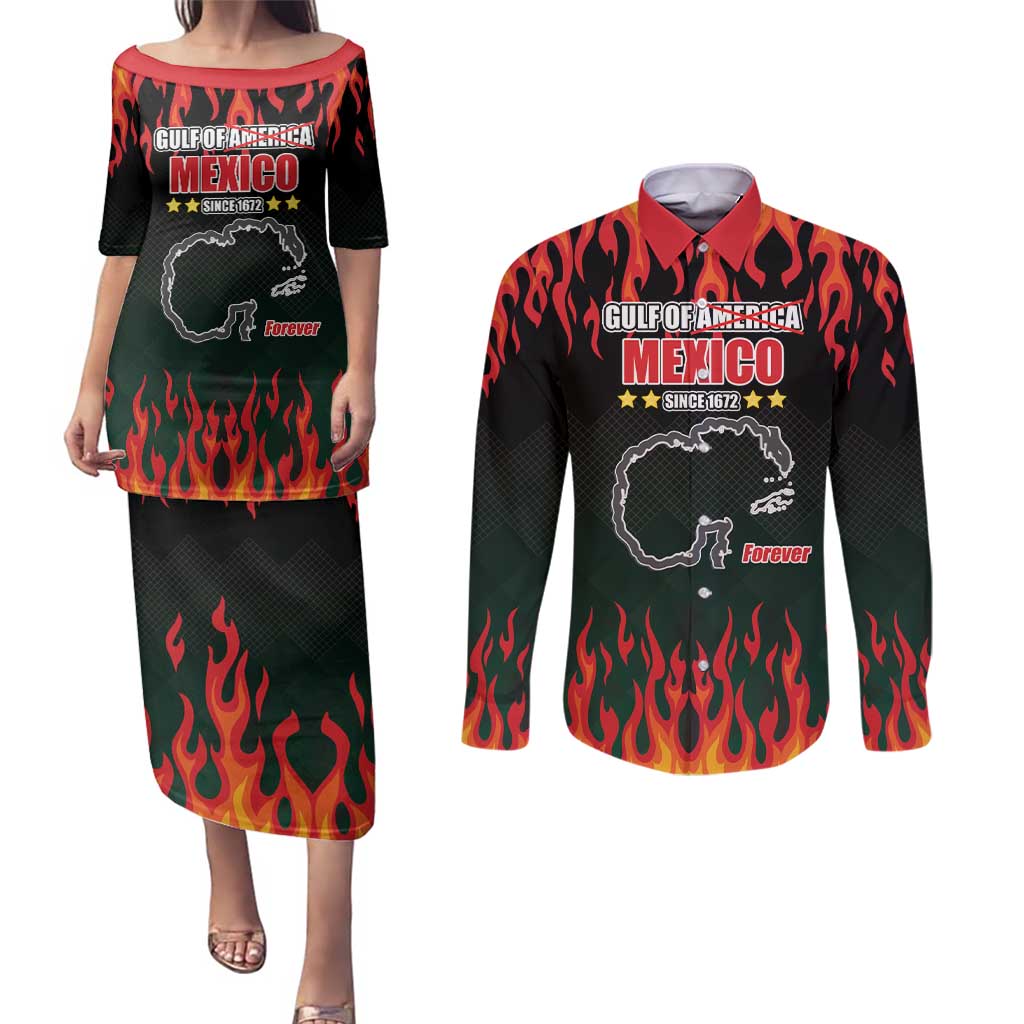 Gulf Of Mexico Since 1672 Couples Matching Puletasi and Long Sleeve Button Shirt Golfo De Mexico and Forever