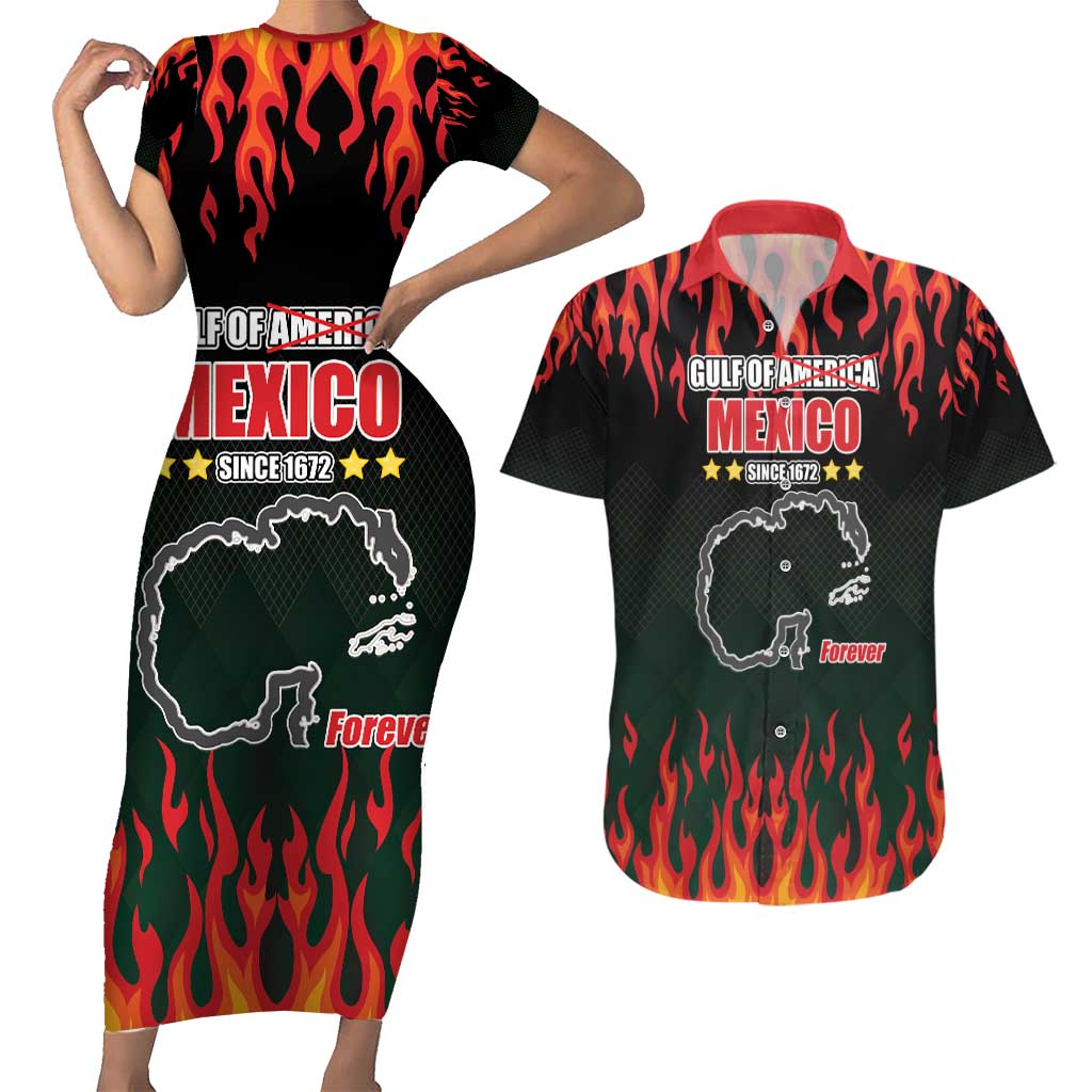 Gulf Of Mexico Since 1672 Couples Matching Short Sleeve Bodycon Dress and Hawaiian Shirt Golfo De Mexico and Forever