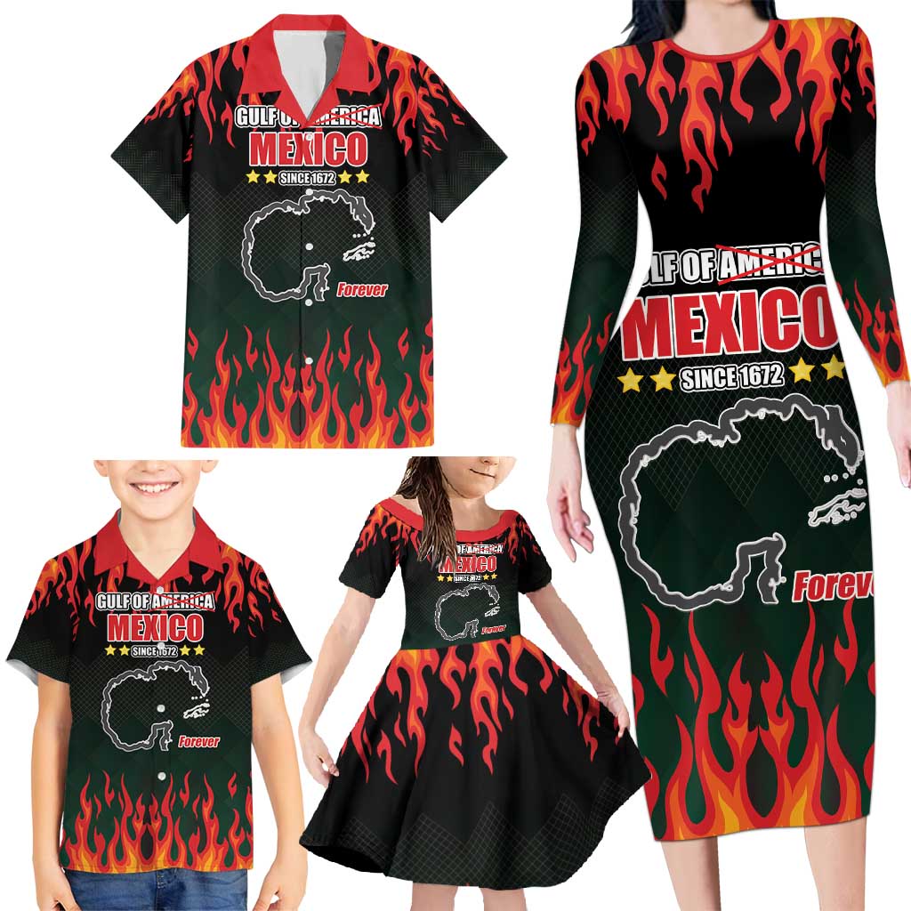 Gulf Of Mexico Since 1672 Family Matching Long Sleeve Bodycon Dress and Hawaiian Shirt Golfo De Mexico and Forever