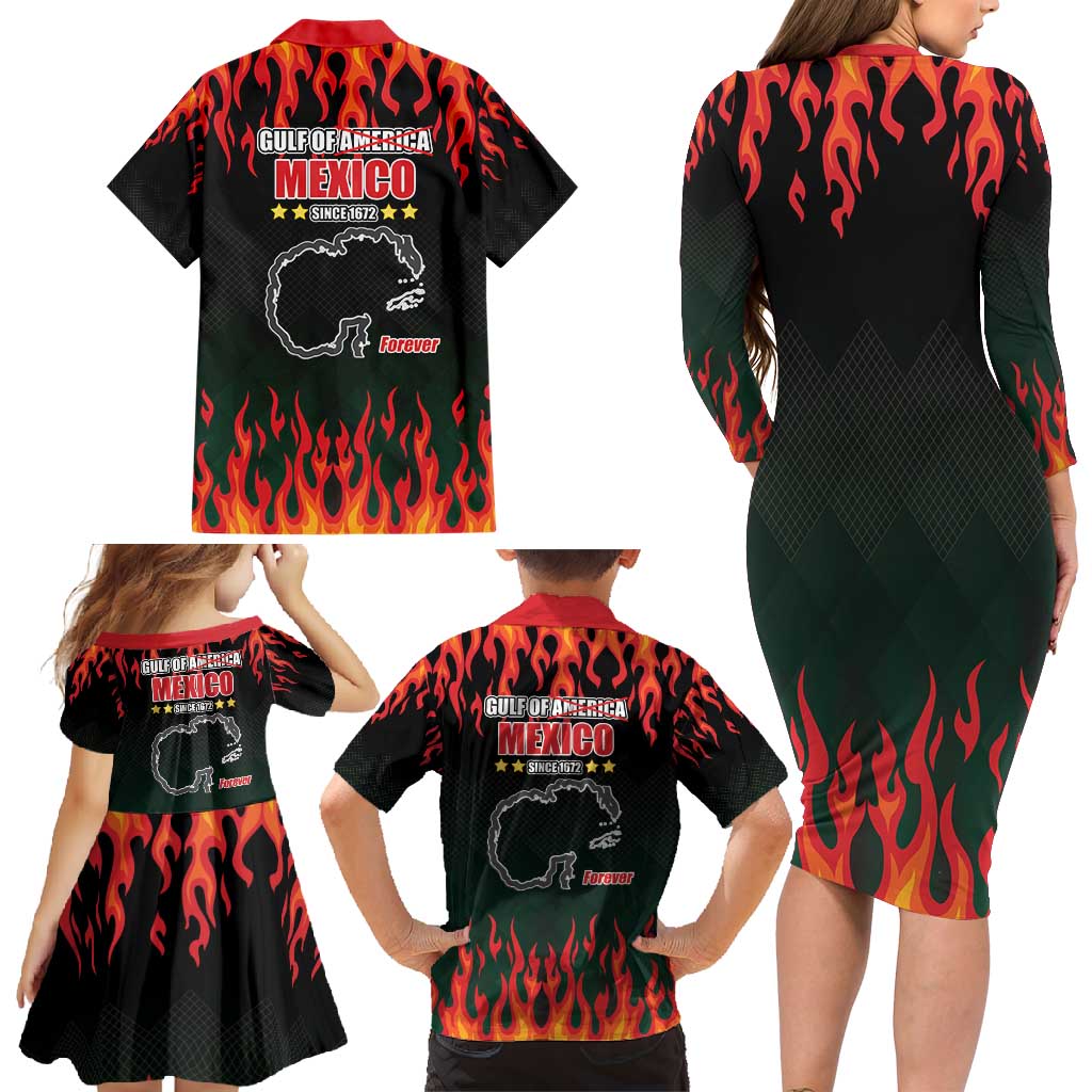 Gulf Of Mexico Since 1672 Family Matching Long Sleeve Bodycon Dress and Hawaiian Shirt Golfo De Mexico and Forever