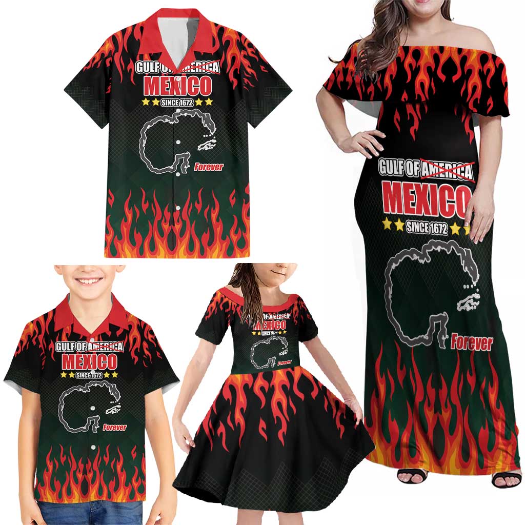 Gulf Of Mexico Since 1672 Family Matching Off Shoulder Maxi Dress and Hawaiian Shirt Golfo De Mexico and Forever