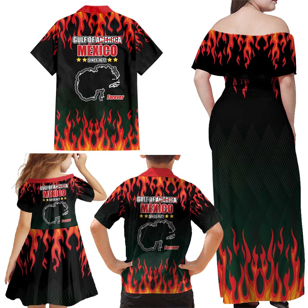 Gulf Of Mexico Since 1672 Family Matching Off Shoulder Maxi Dress and Hawaiian Shirt Golfo De Mexico and Forever