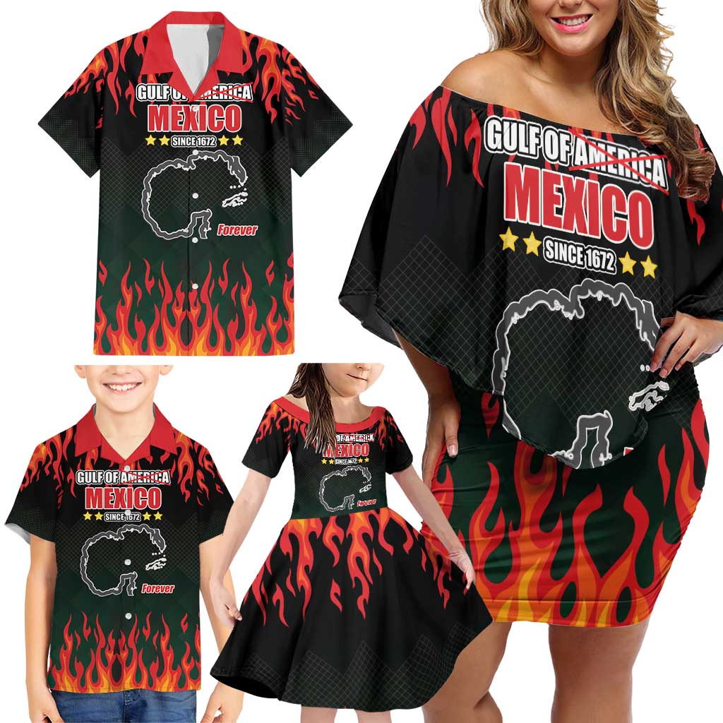 Gulf Of Mexico Since 1672 Family Matching Off Shoulder Short Dress and Hawaiian Shirt Golfo De Mexico and Forever