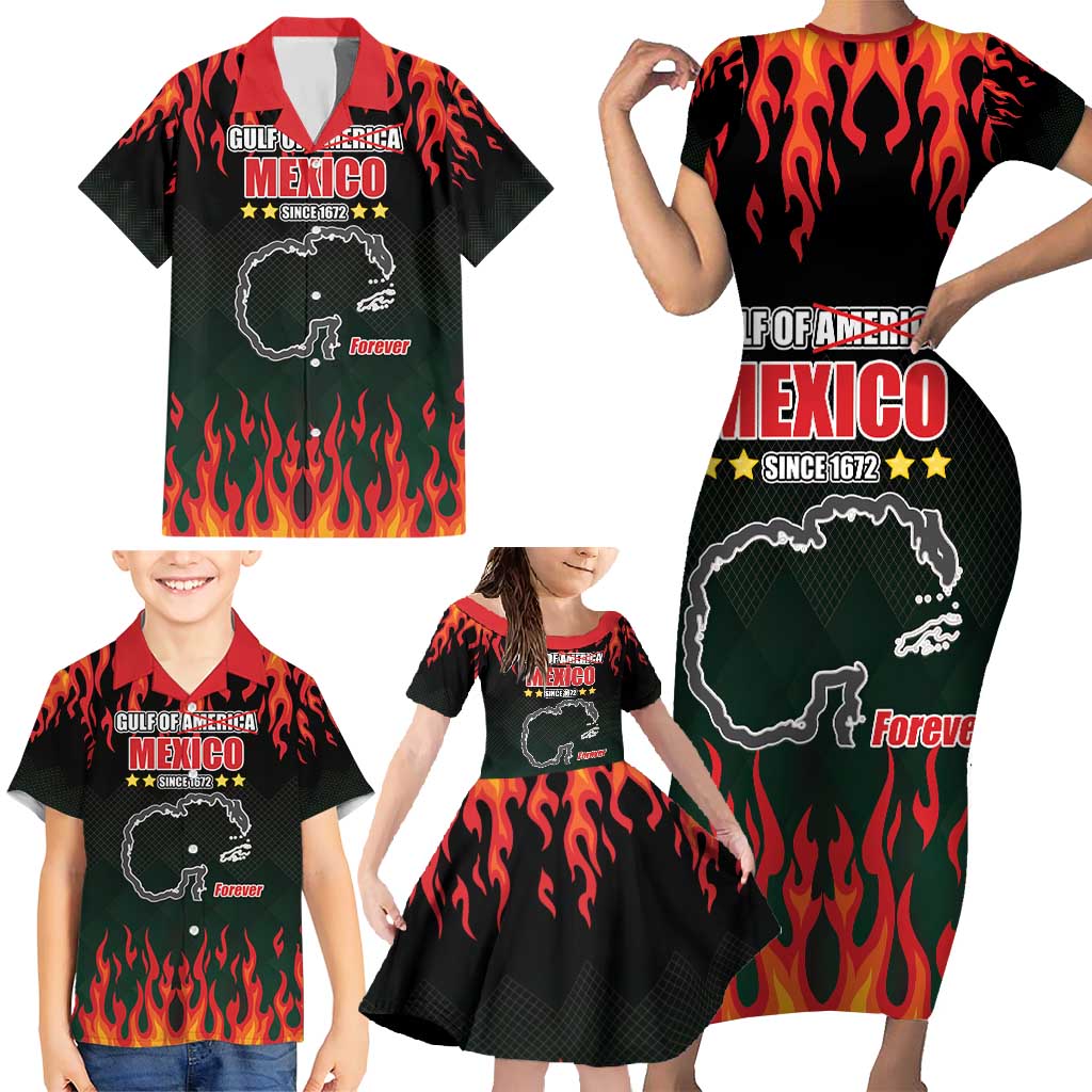 Gulf Of Mexico Since 1672 Family Matching Short Sleeve Bodycon Dress and Hawaiian Shirt Golfo De Mexico and Forever