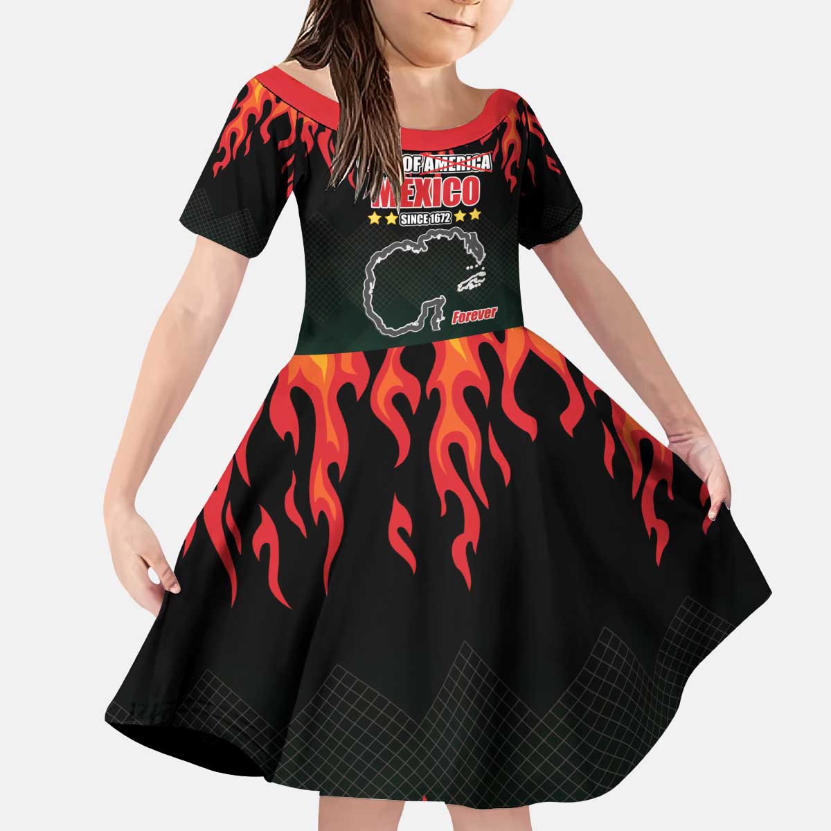 Gulf Of Mexico Since 1672 Kid Short Sleeve Dress Golfo De Mexico and Forever