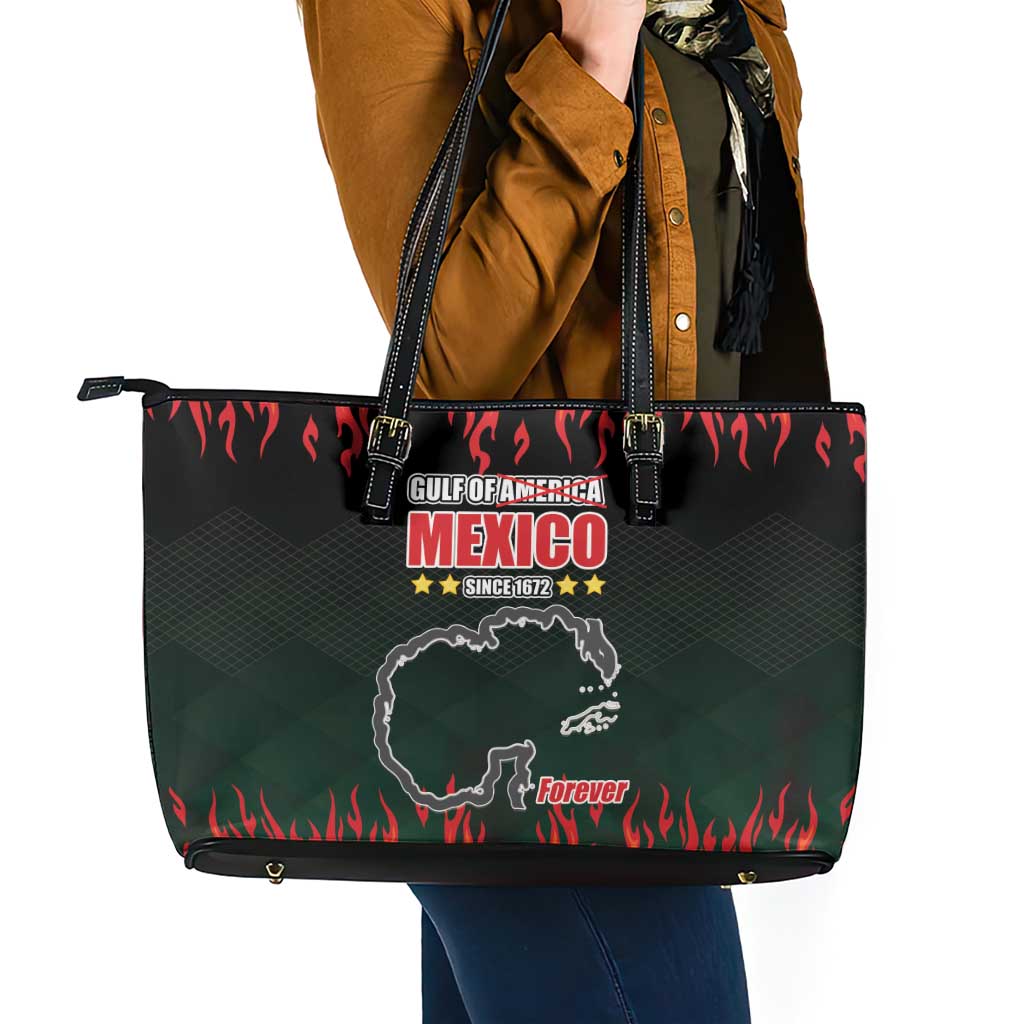 Gulf Of Mexico Since 1672 Leather Tote Bag Golfo De Mexico and Forever
