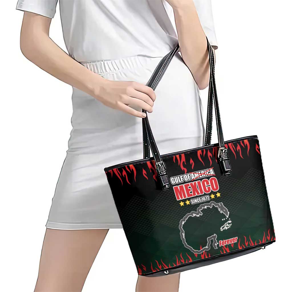 Gulf Of Mexico Since 1672 Leather Tote Bag Golfo De Mexico and Forever