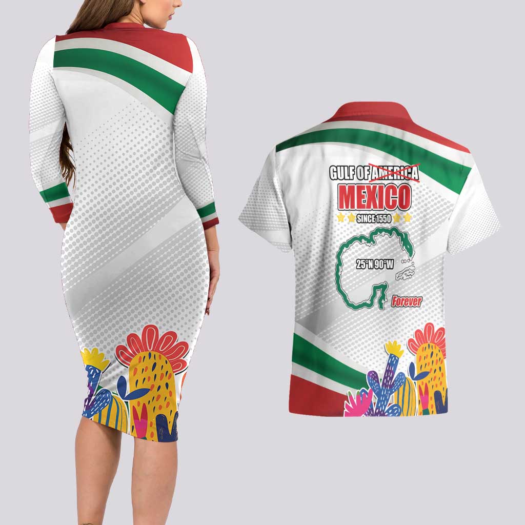 Gulf Of Mexico Since 1550 Couples Matching Long Sleeve Bodycon Dress and Hawaiian Shirt Golfo De Mexico Forever