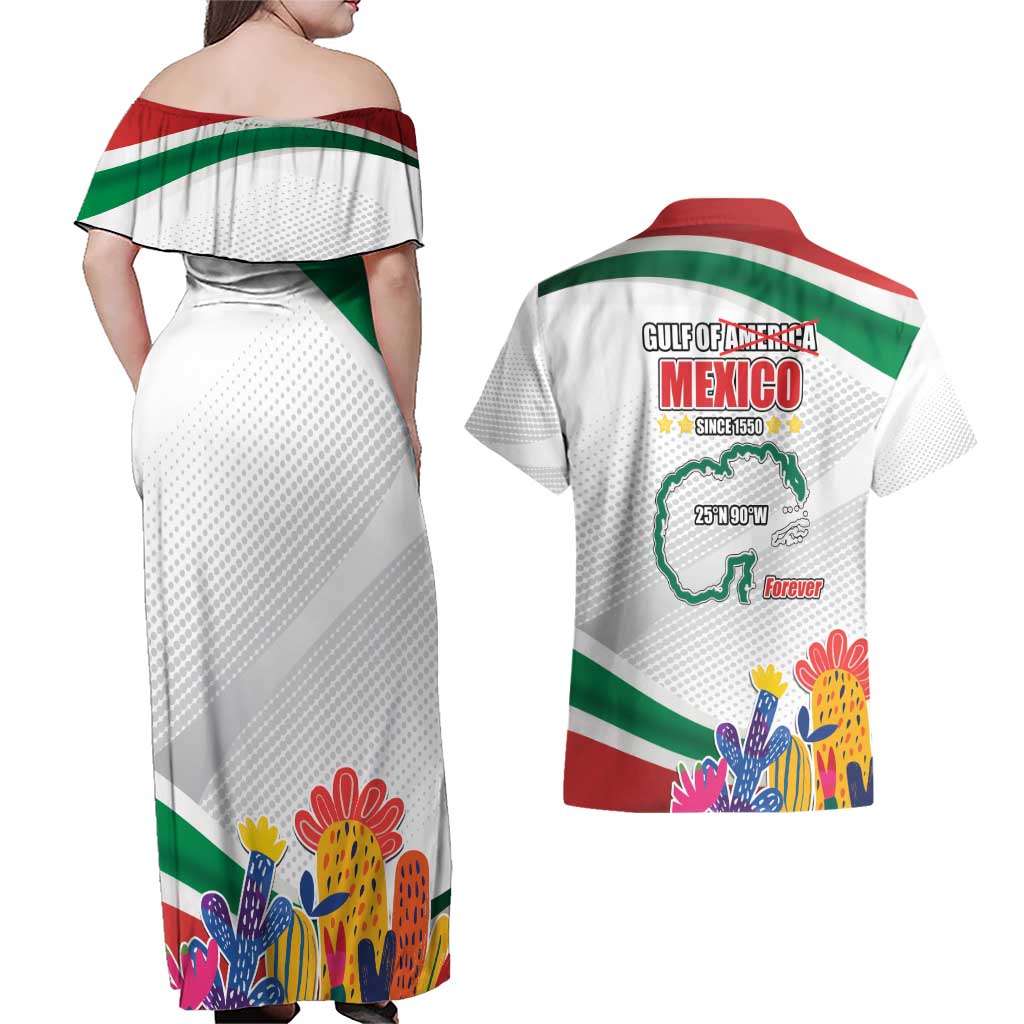 Gulf Of Mexico Since 1550 Couples Matching Off Shoulder Maxi Dress and Hawaiian Shirt Golfo De Mexico Forever