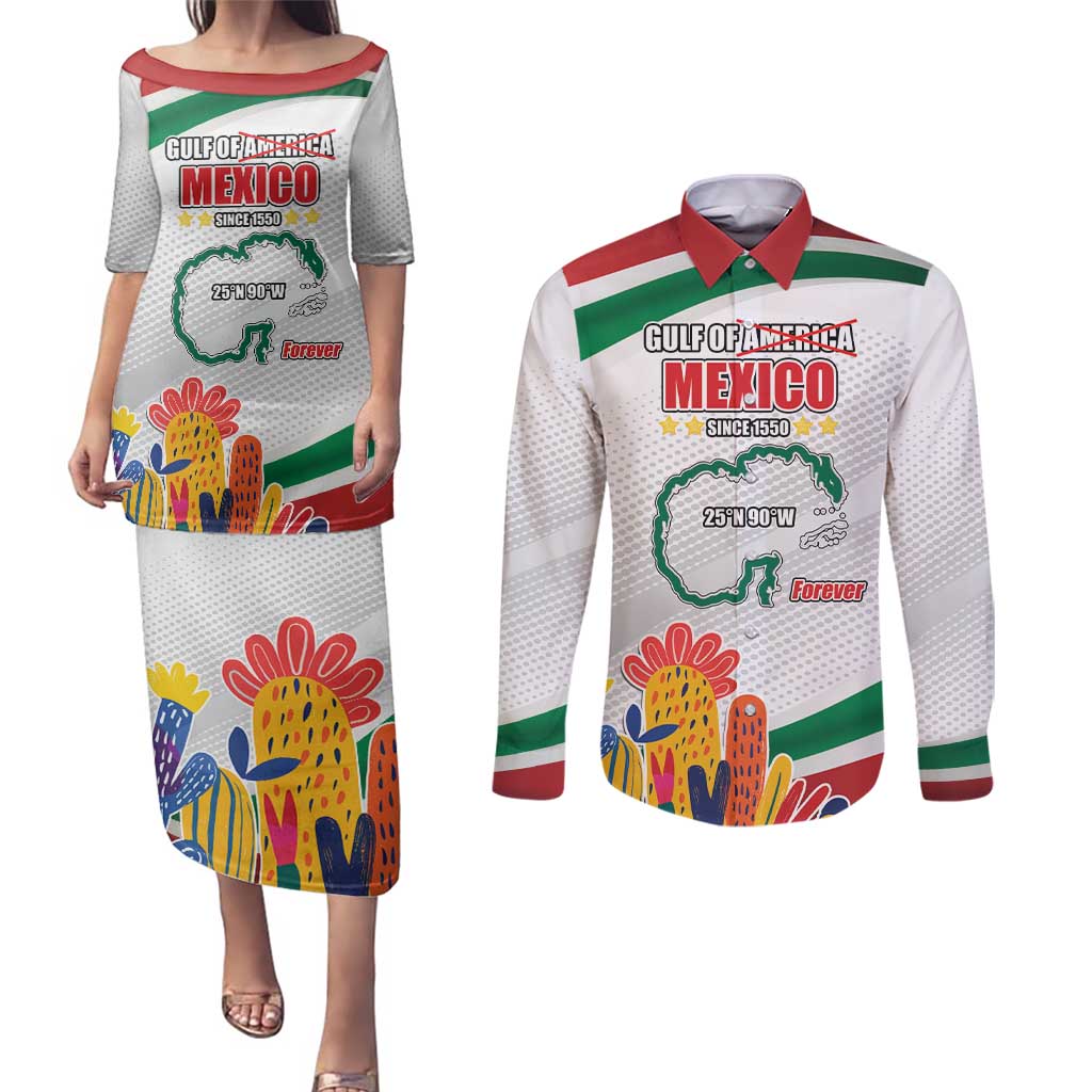 Gulf Of Mexico Since 1550 Couples Matching Puletasi and Long Sleeve Button Shirt Golfo De Mexico Forever