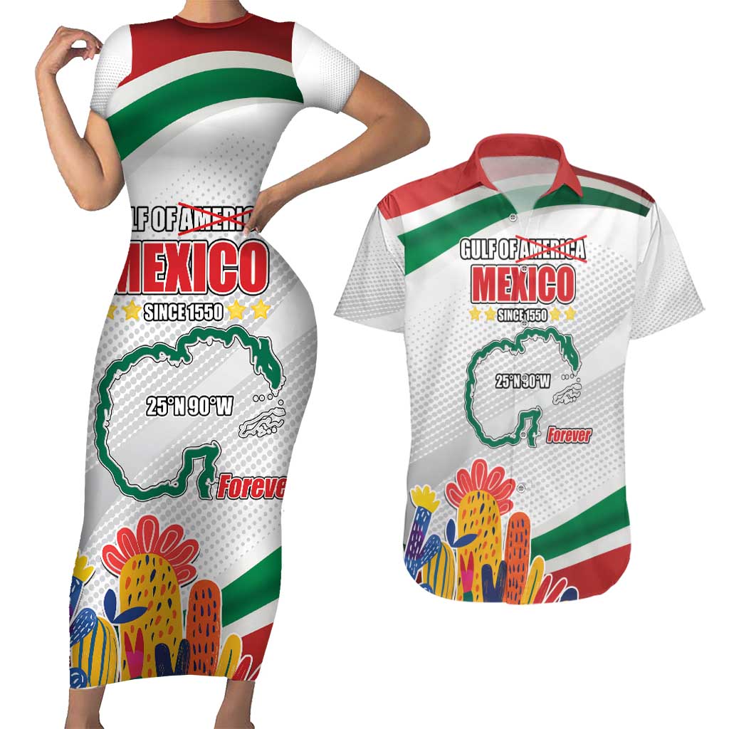 Gulf Of Mexico Since 1550 Couples Matching Short Sleeve Bodycon Dress and Hawaiian Shirt Golfo De Mexico Forever