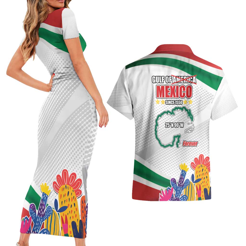 Gulf Of Mexico Since 1550 Couples Matching Short Sleeve Bodycon Dress and Hawaiian Shirt Golfo De Mexico Forever