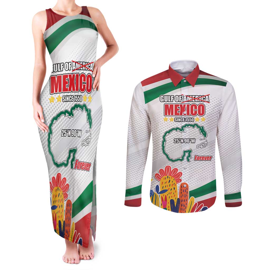 Gulf Of Mexico Since 1550 Couples Matching Tank Maxi Dress and Long Sleeve Button Shirt Golfo De Mexico Forever
