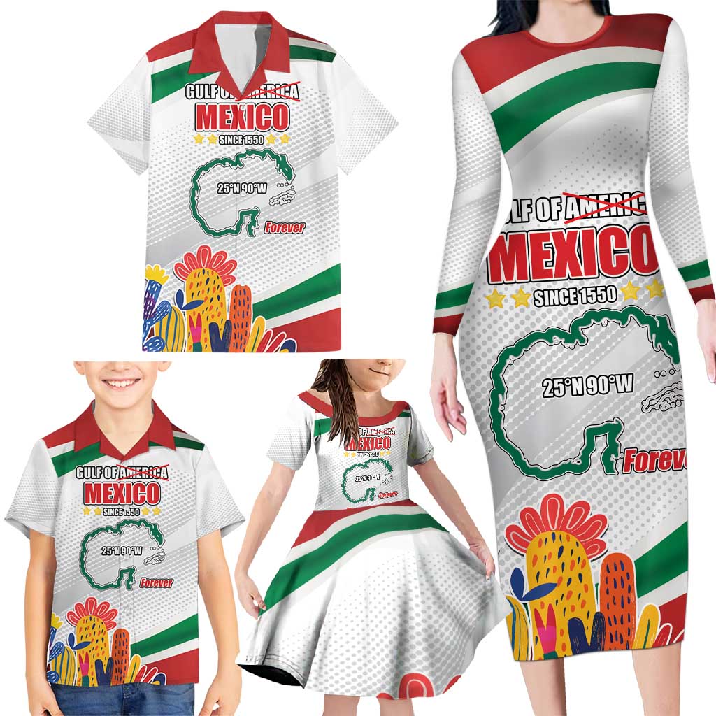 Gulf Of Mexico Since 1550 Family Matching Long Sleeve Bodycon Dress and Hawaiian Shirt Golfo De Mexico Forever