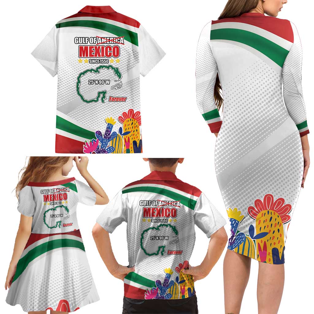 Gulf Of Mexico Since 1550 Family Matching Long Sleeve Bodycon Dress and Hawaiian Shirt Golfo De Mexico Forever
