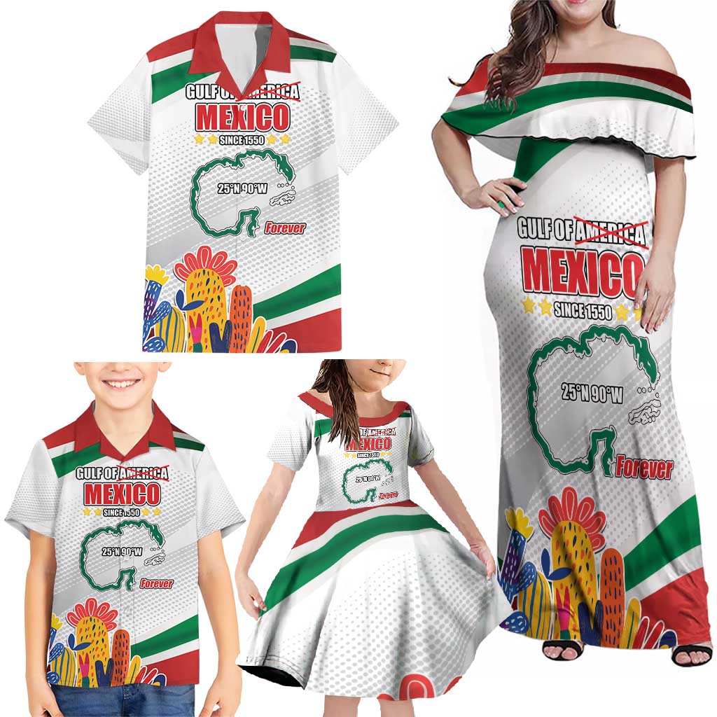 Gulf Of Mexico Since 1550 Family Matching Off Shoulder Maxi Dress and Hawaiian Shirt Golfo De Mexico Forever