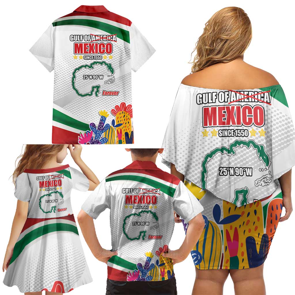 Gulf Of Mexico Since 1550 Family Matching Off Shoulder Short Dress and Hawaiian Shirt Golfo De Mexico Forever