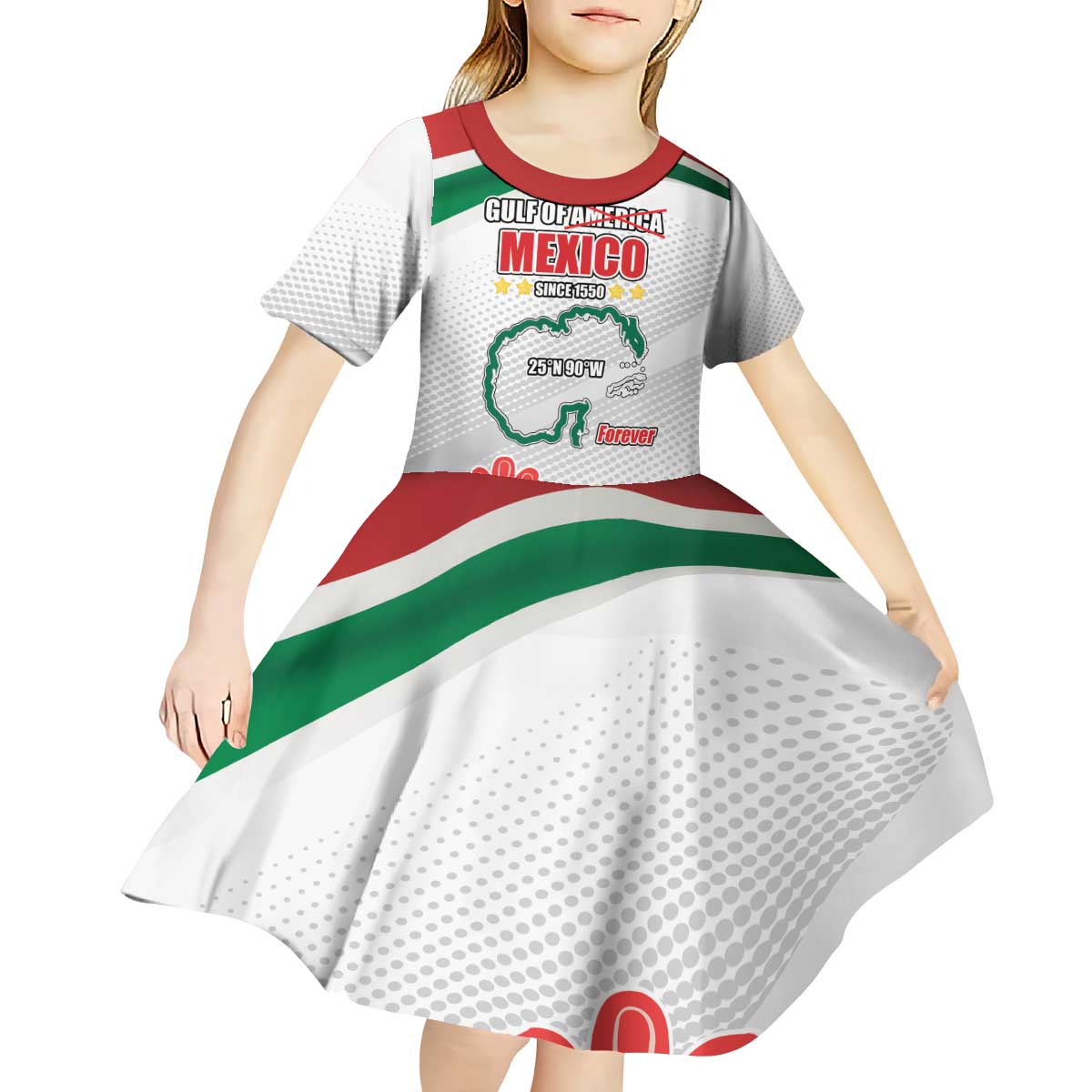 Gulf Of Mexico Since 1550 Kid Short Sleeve Dress Golfo De Mexico Forever