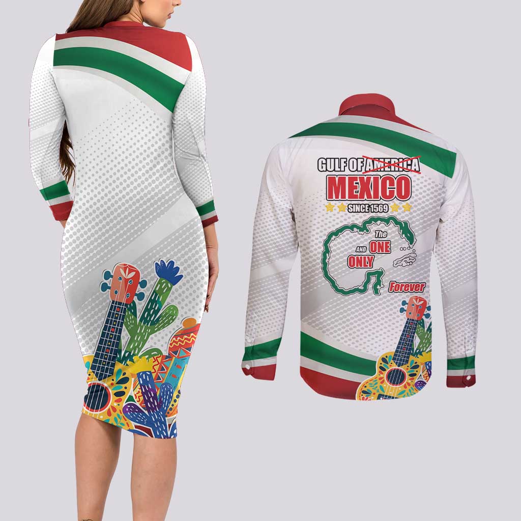 Gulf Of Mexico Since 1569 Couples Matching Long Sleeve Bodycon Dress and Long Sleeve Button Shirt Golfo De Mexico The One and Only LT17