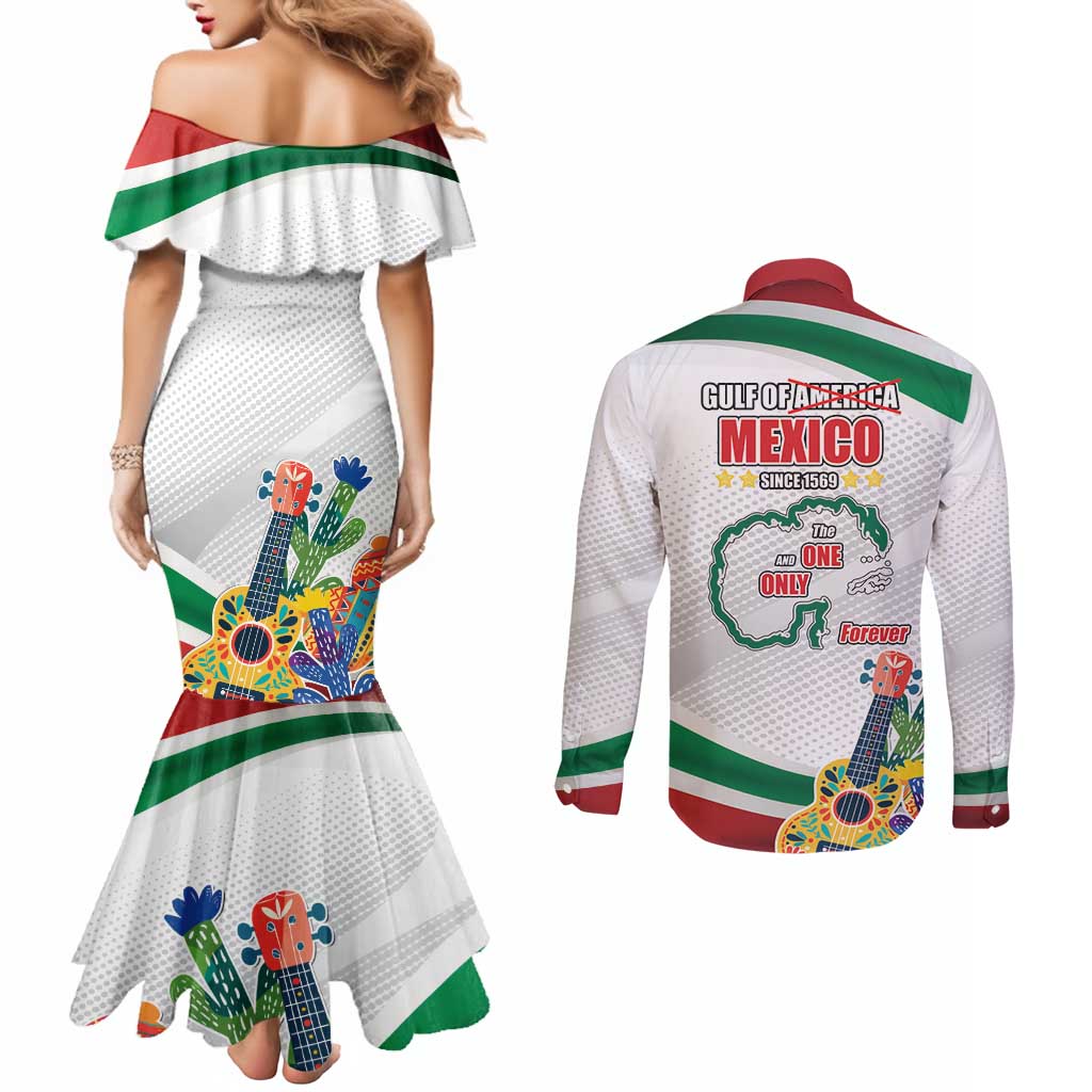 Gulf Of Mexico Since 1569 Couples Matching Mermaid Dress and Long Sleeve Button Shirt Golfo De Mexico The One and Only LT17