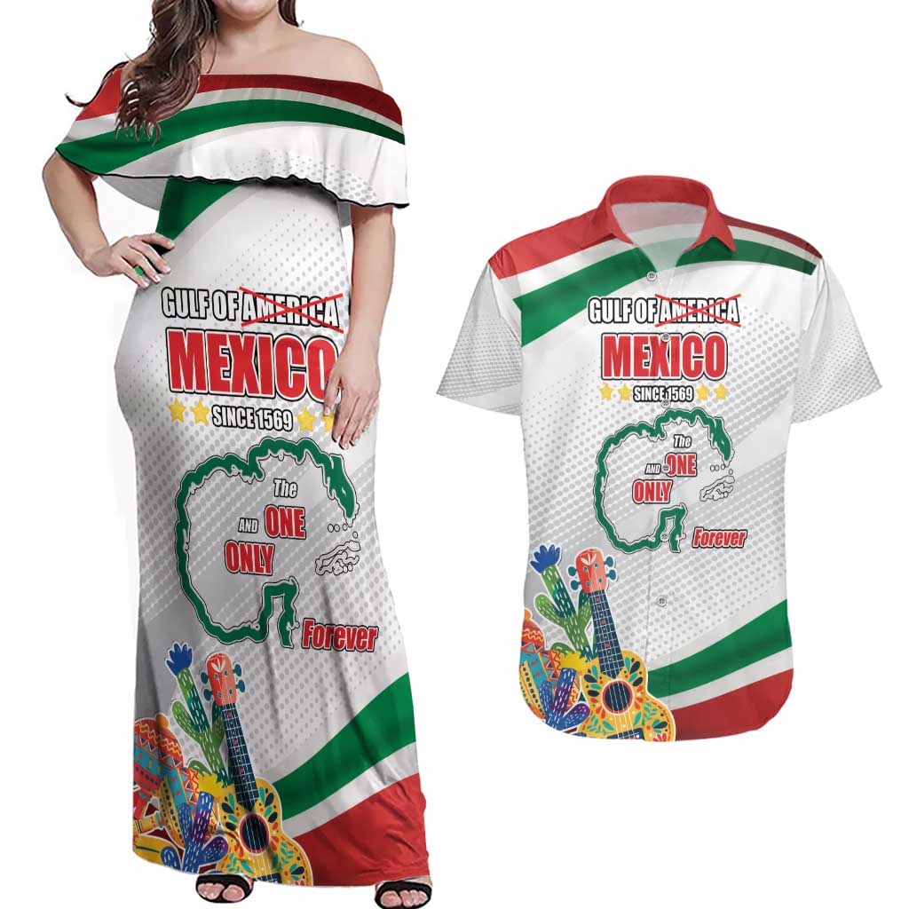 Gulf Of Mexico Since 1569 Couples Matching Off Shoulder Maxi Dress and Hawaiian Shirt Golfo De Mexico The One and Only LT17