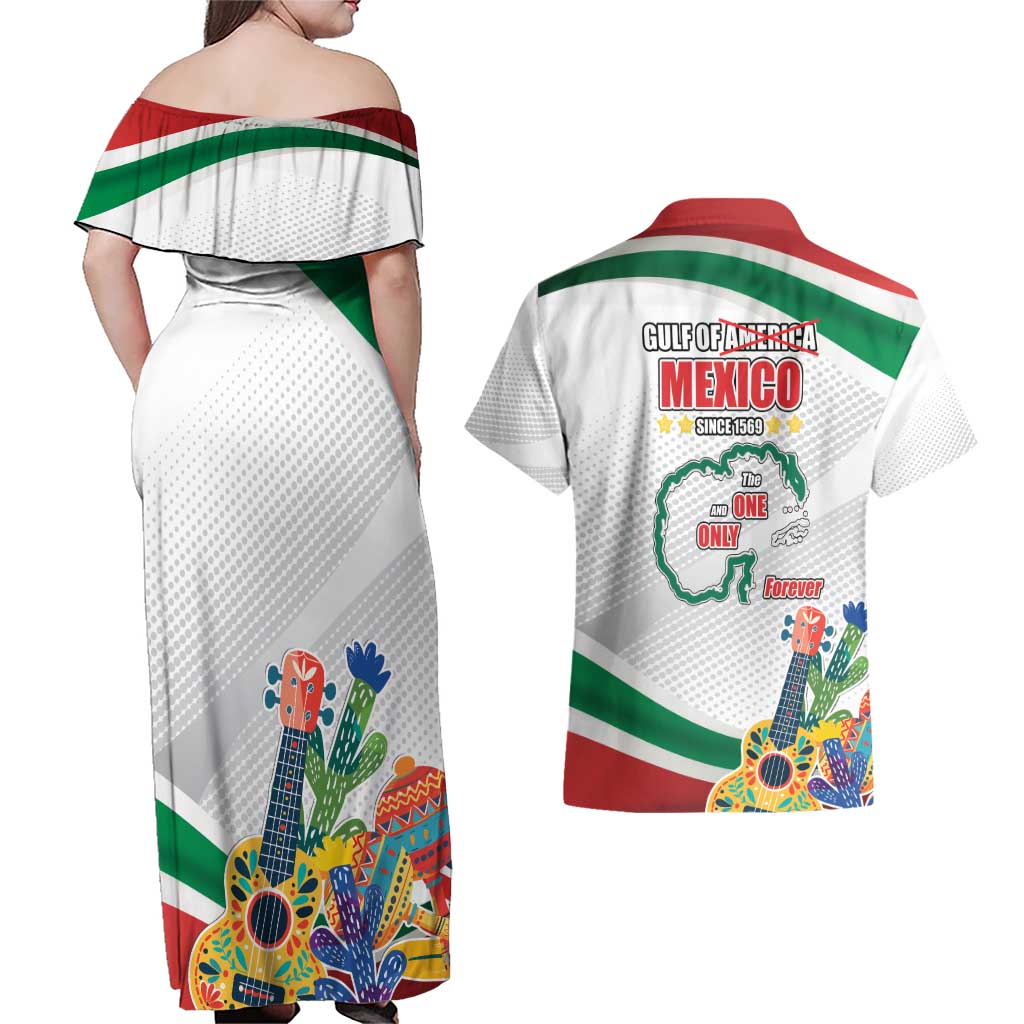 Gulf Of Mexico Since 1569 Couples Matching Off Shoulder Maxi Dress and Hawaiian Shirt Golfo De Mexico The One and Only LT17