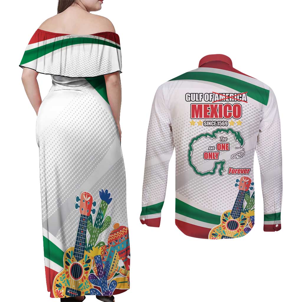 Gulf Of Mexico Since 1569 Couples Matching Off Shoulder Maxi Dress and Long Sleeve Button Shirt Golfo De Mexico The One and Only LT17