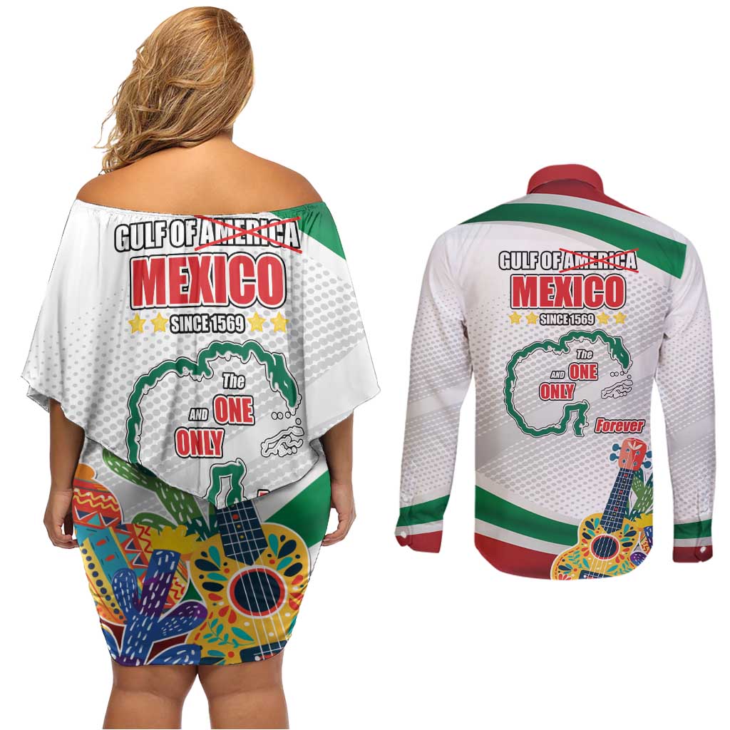 Gulf Of Mexico Since 1569 Couples Matching Off Shoulder Short Dress and Long Sleeve Button Shirt Golfo De Mexico The One and Only LT17
