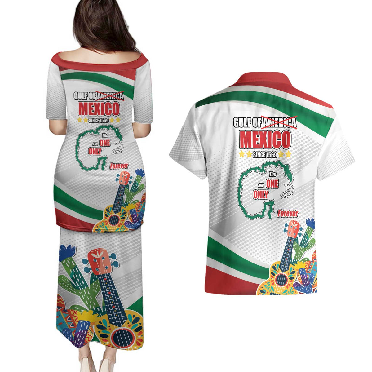 Gulf Of Mexico Since 1569 Couples Matching Puletasi and Hawaiian Shirt Golfo De Mexico The One and Only LT17