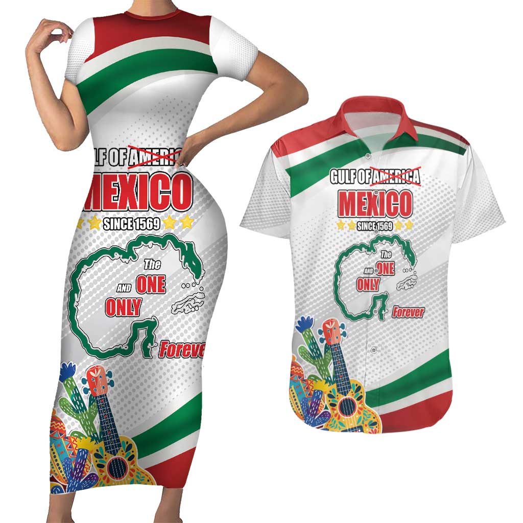 Gulf Of Mexico Since 1569 Couples Matching Short Sleeve Bodycon Dress and Hawaiian Shirt Golfo De Mexico The One and Only LT17