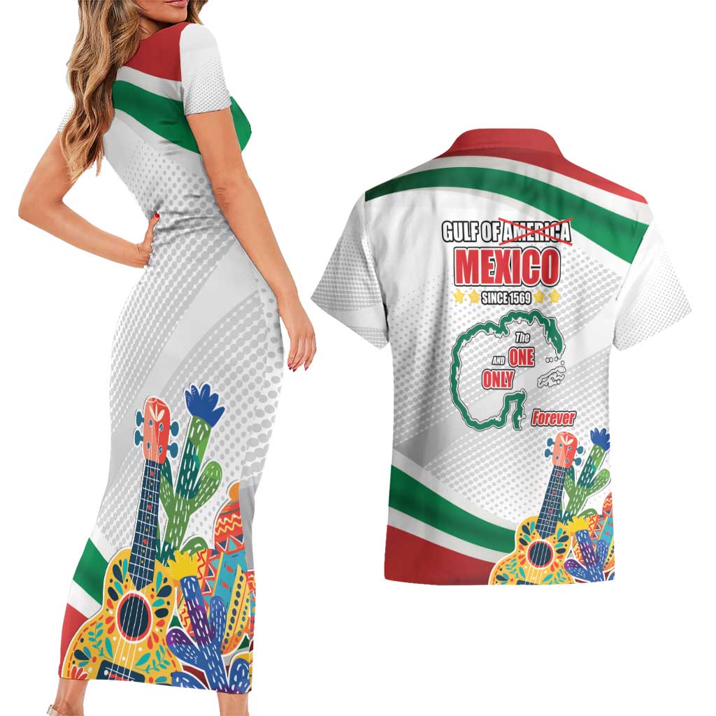 Gulf Of Mexico Since 1569 Couples Matching Short Sleeve Bodycon Dress and Hawaiian Shirt Golfo De Mexico The One and Only LT17