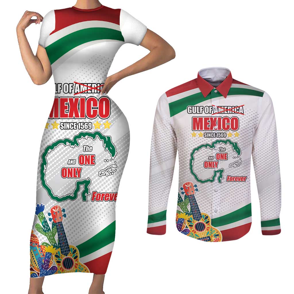 Gulf Of Mexico Since 1569 Couples Matching Short Sleeve Bodycon Dress and Long Sleeve Button Shirt Golfo De Mexico The One and Only LT17