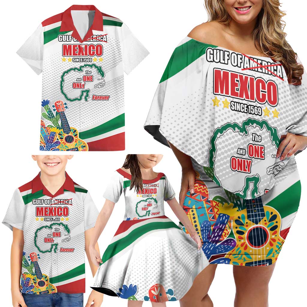 Gulf Of Mexico Since 1569 Family Matching Off Shoulder Short Dress and Hawaiian Shirt Golfo De Mexico The One and Only LT17