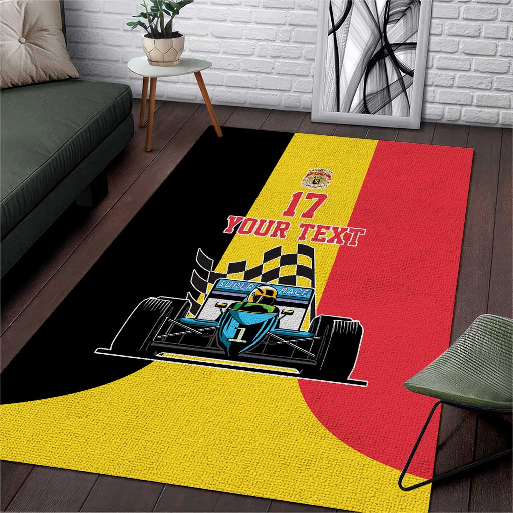 Custom Belgium Formula One Area Rug Motorsport with Flag F1 World Championship